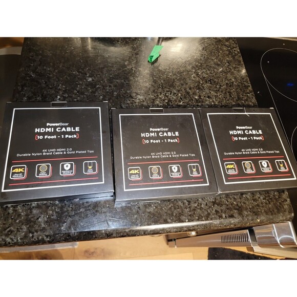 PowerBear HDMI Cable 10 Ft 4K UHD HDMI 2.0 Nylon Braid Cable & Gold Plated Tips - Picture 1 of 16